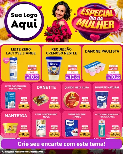 Modelo de Rede Social para Feed Instagram com o tema Especial Dia da Mulher para Frios e Laticínios