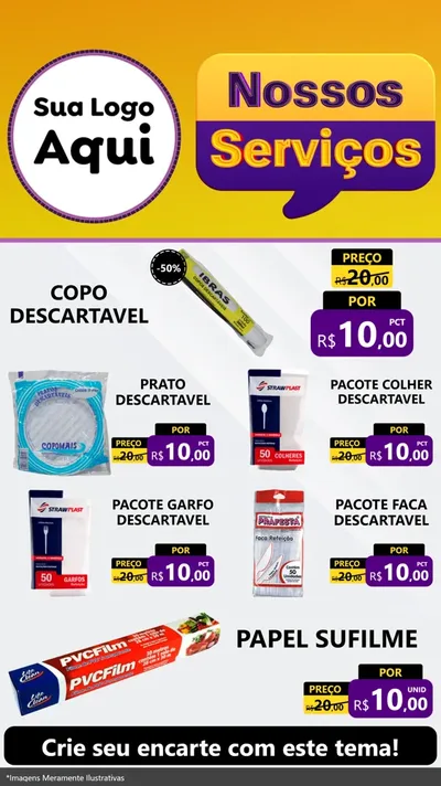 Modelo de TV para TV Vertical com o tema Nossos Serviços para Embalagens