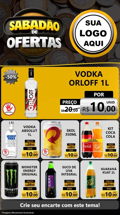 Modelo de Rede Social para Stories com o tema Sabadão de Ofertas para Distribuidora de bebidas