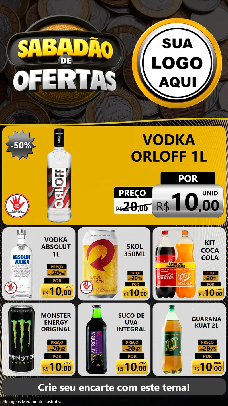 Modelo de Rede Social para Stories com o tema Sabadão de Ofertas para Distribuidora de bebidas