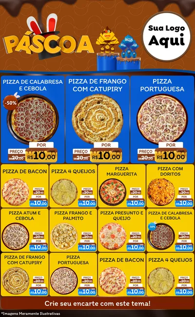 Modelo de Encarte para Encarte Grande com o tema Páscoa para Pizzaria