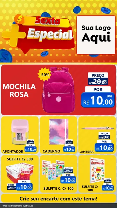 Modelo de Rede Social para Stories com o tema Sexta Mais Especial para Papelaria