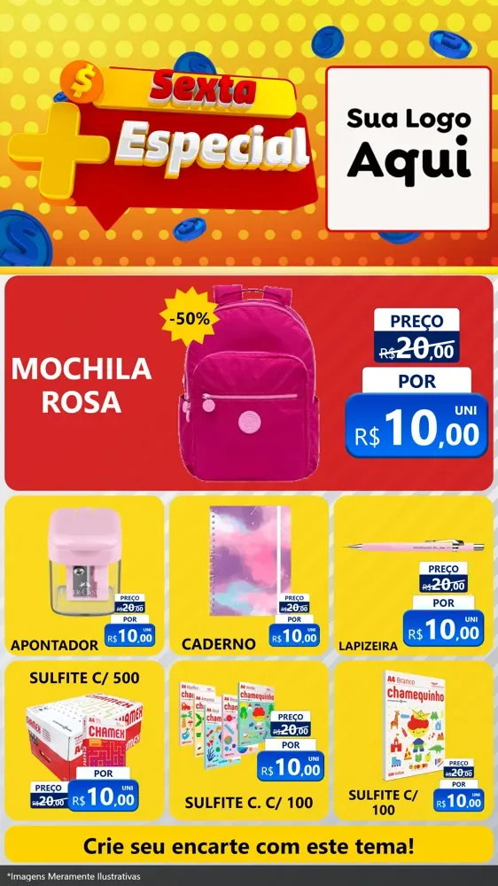 Modelo de Rede Social para Stories com o tema Sexta Mais Especial para Papelaria
