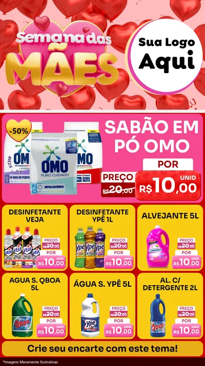 Modelo de Rede Social para Stories com o tema Semana Das Mães para Produtos de Limpeza