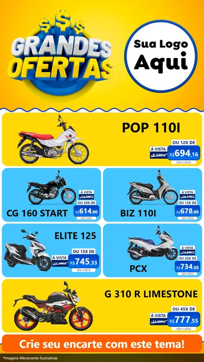 Modelo de TV para TV Vertical com o tema Grandes Ofertas para Concessionaria de Motos