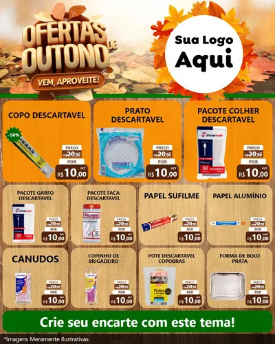 Modelo de Rede Social para Feed Instagram com o tema Ofertas de Outono - Vem, Aproveite! para Embalagens