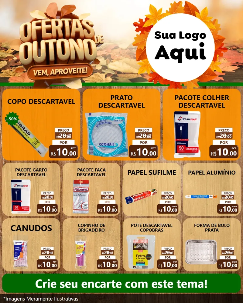 Modelo de Rede Social para Feed Instagram com o tema Ofertas de Outono - Vem, Aproveite! para Embalagens