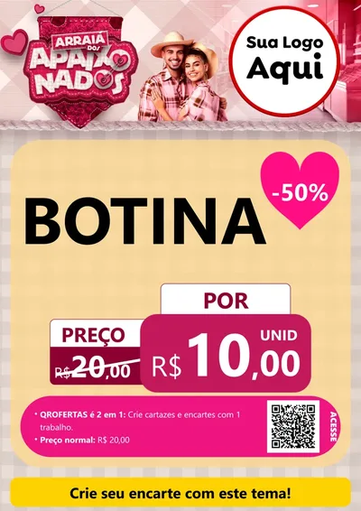 Modelo de Cartaz para Cartaz A4 Vertical com o tema Arraiá dos Apaixonados - Junina para Agropecuária