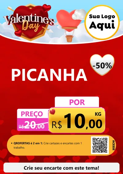 Modelo de Cartaz para Cartaz A4 Vertical com o tema Valentine's Day para Açougue