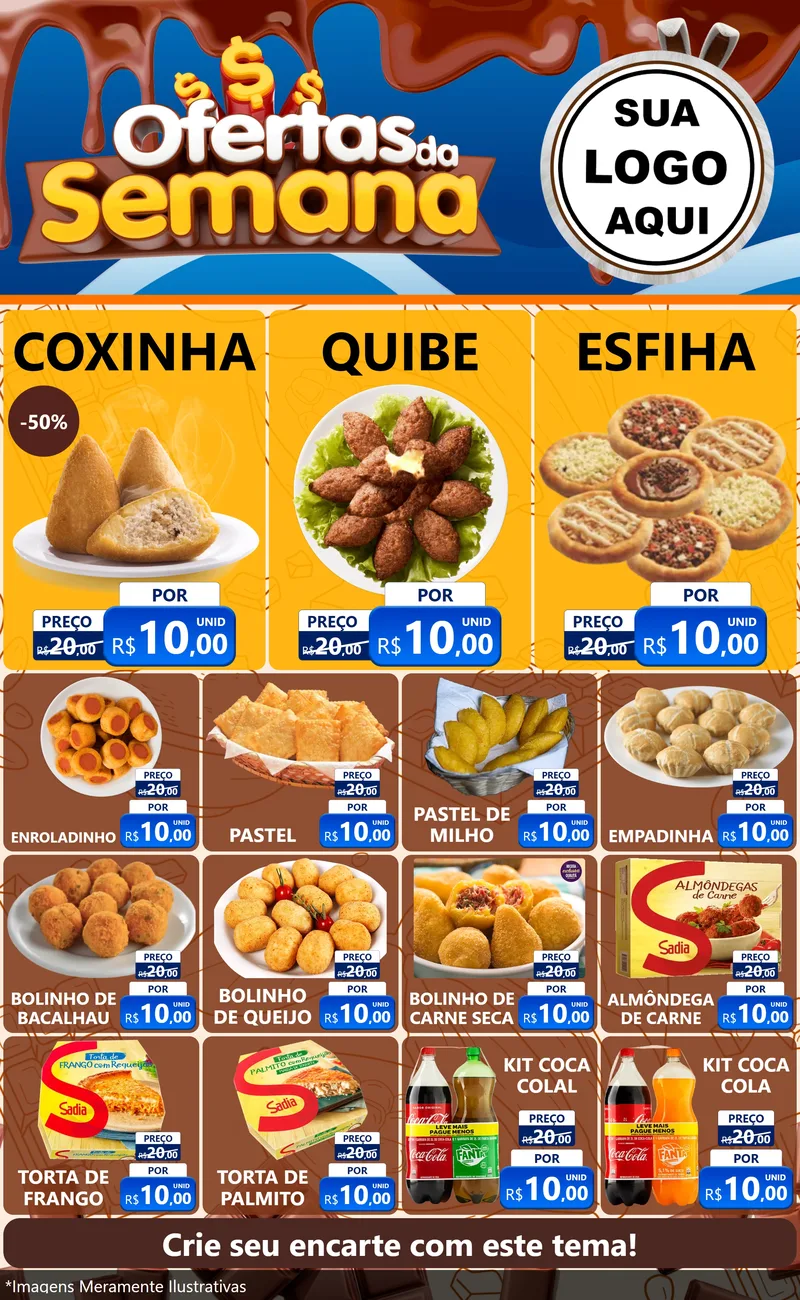Modelo de Encarte para Encarte Grande com o tema Ofertas da Semana - Páscoa para Salgadaria