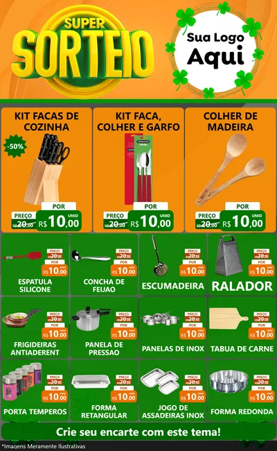Modelo de Encarte para Encarte Grande com o tema Super Sorteio para Utilidades Domésticas
