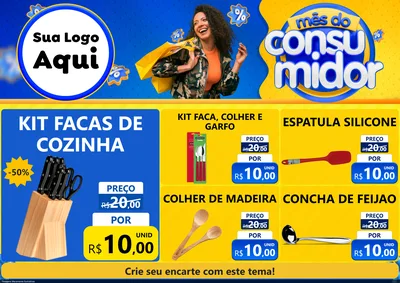 Modelo de Encarte para Encarte A4 Horizontal com o tema Mês do Consumidor para Utilidades Domésticas