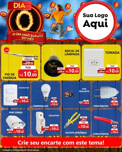 Modelo de Rede Social para Feed Instagram com o tema Dia O - O Dia Mais Barato Do Mês para Materiais Elétricos