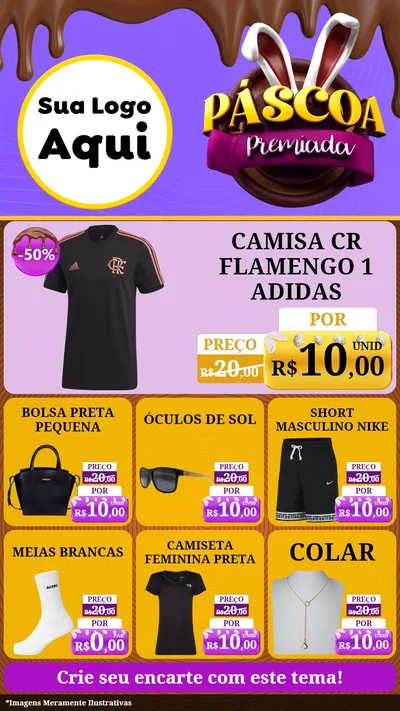 Modelo de Rede Social para Stories com o tema Páscoa Premiada para Roupas e acessórios