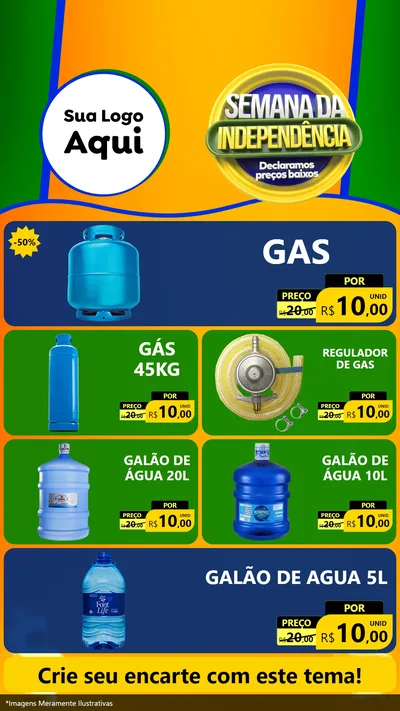 Modelo de TV para TV Vertical com o tema Semana da Independência Declaramos Preços Baixos para Água e gás