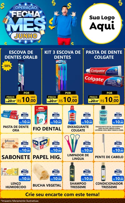 Modelo de Encarte para Encarte Grande com o tema Operação Fecha Mês, Junho para Higiene Pessoal