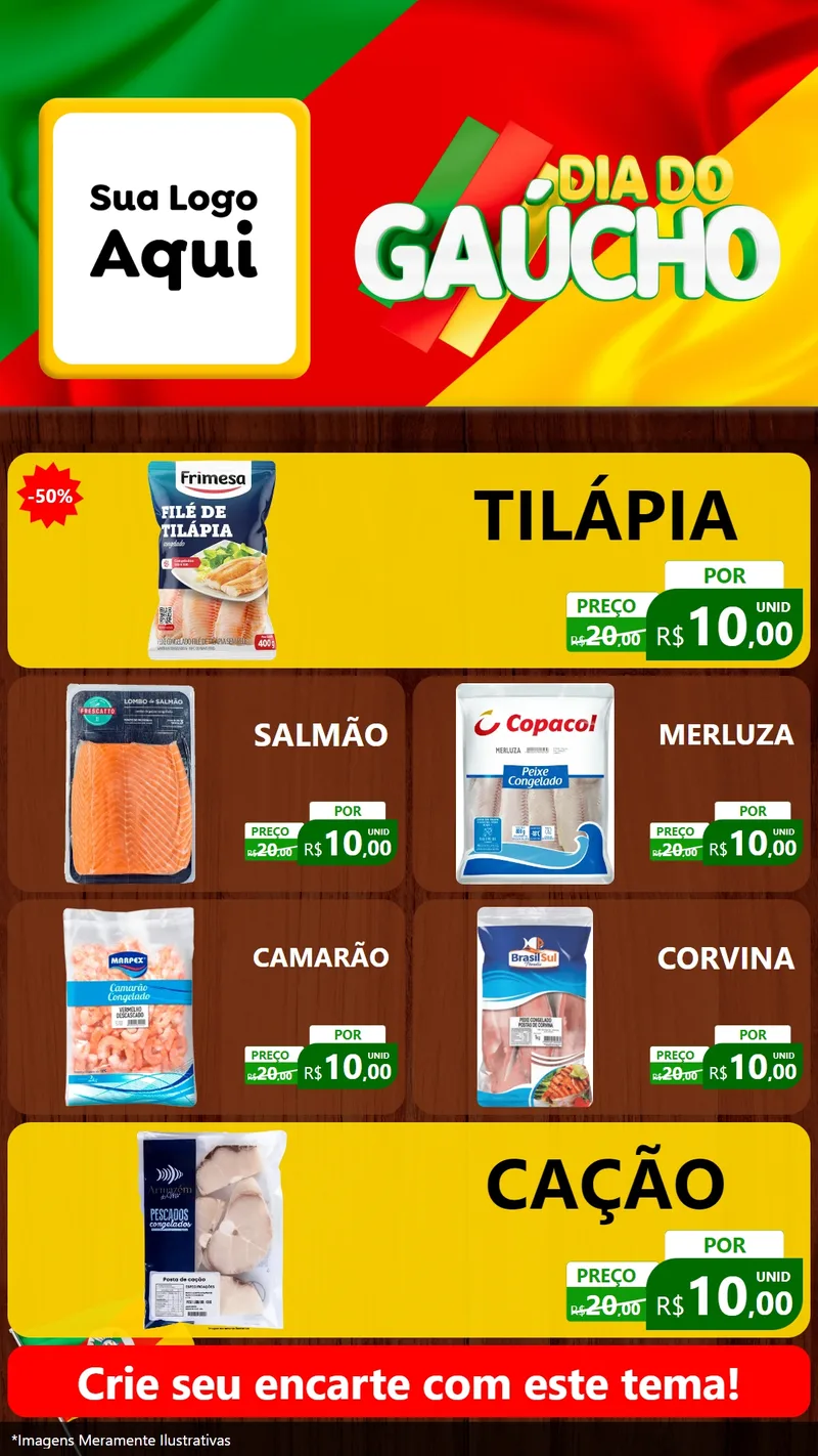 Modelo de TV para TV Vertical com o tema Dia do Gaúcho para Peixaria