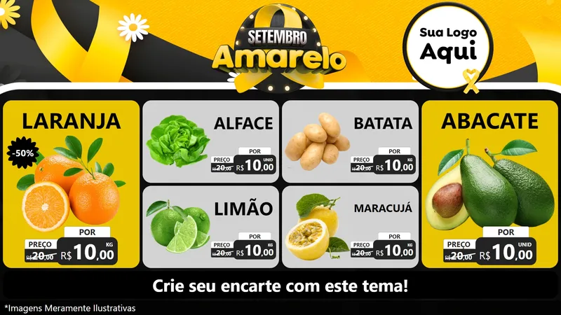 Modelo de TV para TV Horizontal com o tema Setembro Amarelo para Hortifrúti