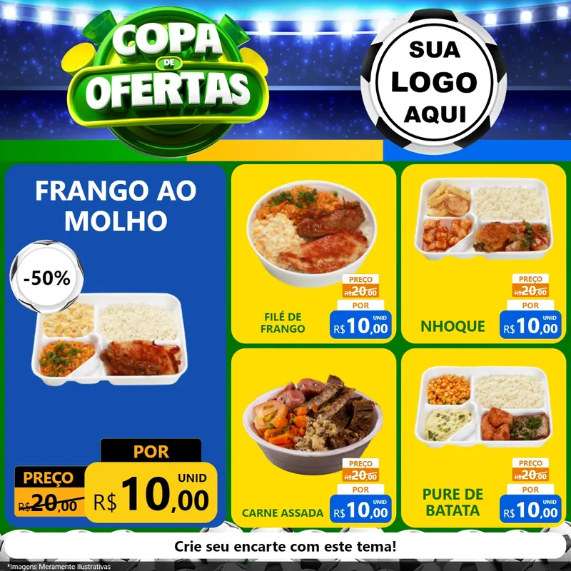 Modelo de Rede Social para Feed Facebook com o tema Copa de Ofertas para Restaurante