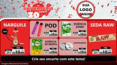 Modelo de TV para TV Horizontal com o tema Promoção de Aniversário - 30 Anos para Tabacaria