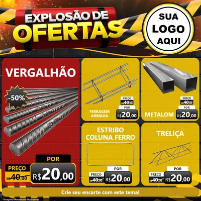 Modelo de Rede Social para Feed Facebook com o tema Explosão de Ofertas para Ferragens