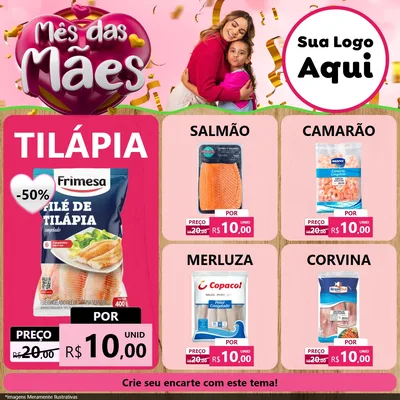 Modelo de Rede Social para Feed Facebook com o tema Mês das Mães para Peixaria