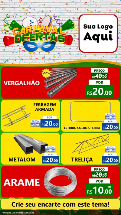 Modelo de TV para TV Vertical com o tema Carnaval de Ofertas para Ferragens