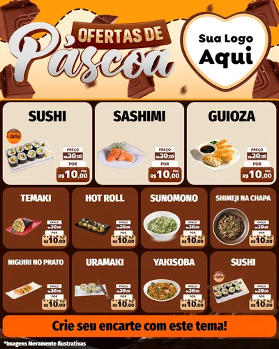 Modelo de Rede Social para Feed Instagram com o tema Ofertas de Páscoa para Comida japonesa