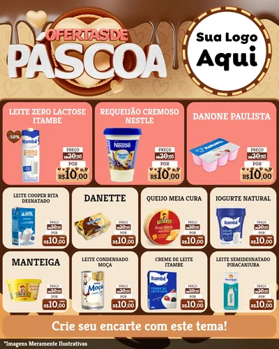 Modelo de Rede Social para Feed Instagram com o tema Ofertas de Páscoa para Frios e Laticínios