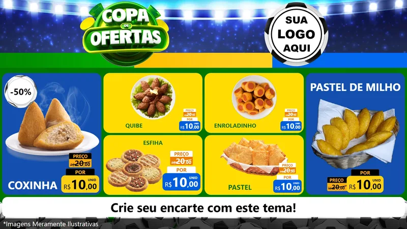 Modelo de TV para TV Horizontal com o tema Copa de Ofertas para Salgadaria