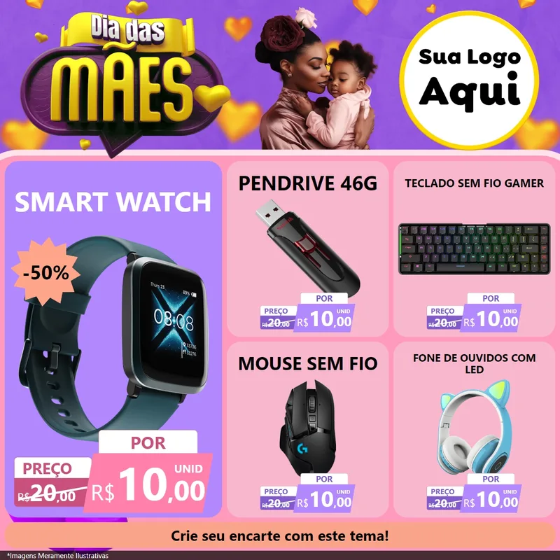 Modelo de Rede Social para Feed Facebook com o tema Dia das Mães para Informática