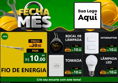Modelo de Encarte para Encarte A4 Horizontal com o tema Fecha Mês para Materiais Elétricos