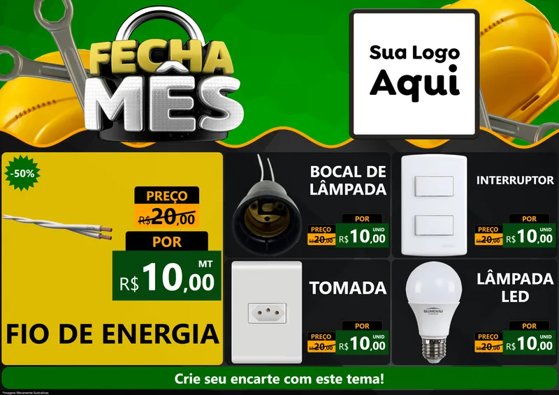 Modelo de Encarte para Encarte A4 Horizontal com o tema Fecha Mês para Materiais Elétricos