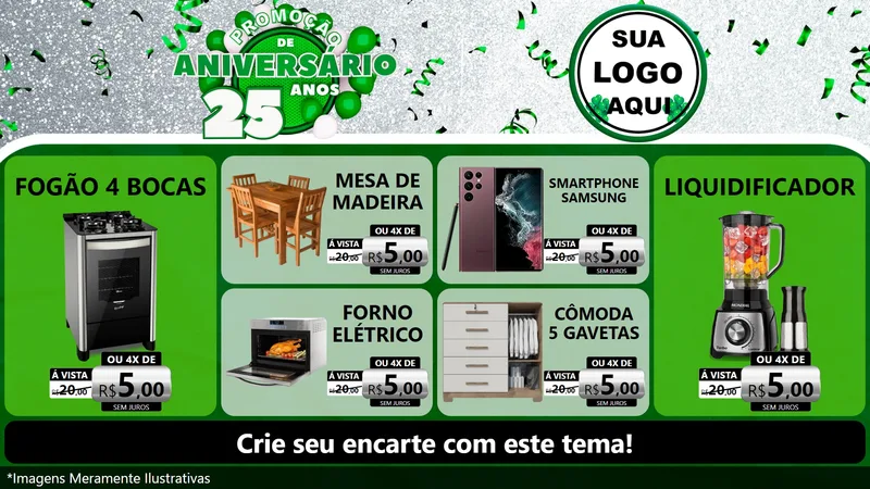 Modelo de TV para TV Horizontal com o tema Promoção de Aniversário - 25 Anos para Móveis e Eletro
