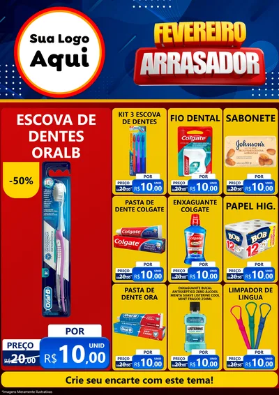 Modelo de Encarte para Encarte A4 Vertical com o tema Fevereiro Arrasador para Higiene Pessoal
