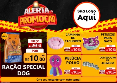 Modelo de Encarte para Encarte A4 Horizontal com o tema Alerta de Promoção para Pet Shop
