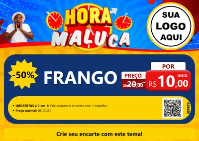 Modelo de Cartaz para Cartaz A4 Horizontal com o tema Hora Maluca para Assados
