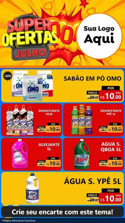 Modelo de TV para TV Vertical com o tema Super Ofertas Julho para Produtos de Limpeza