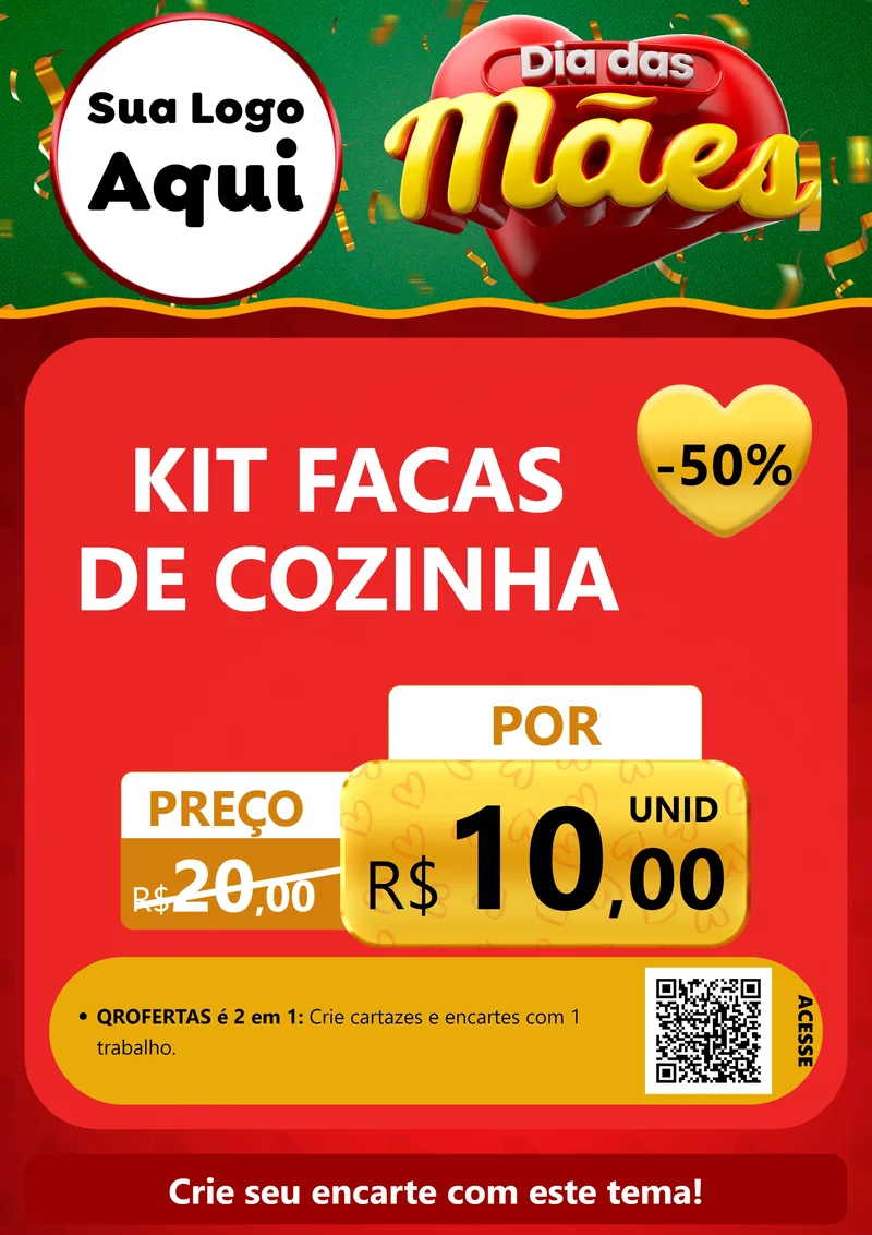 Modelo de Cartaz para Cartaz A4 Vertical com o tema Dia das Mães para Utilidades Domésticas