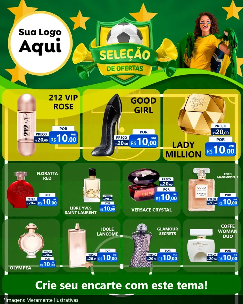 Modelo de Rede Social para Feed Instagram com o tema Seleção de Ofertas - Copa para Perfumes