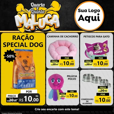 Modelo de Rede Social para Feed Facebook com o tema Quarta e Quinta Maluca para Pet Shop