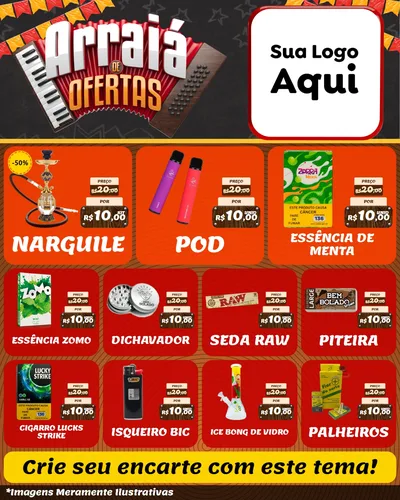 Modelo de Rede Social para Feed Instagram com o tema Arraiá de Ofertas - Junina para Tabacaria