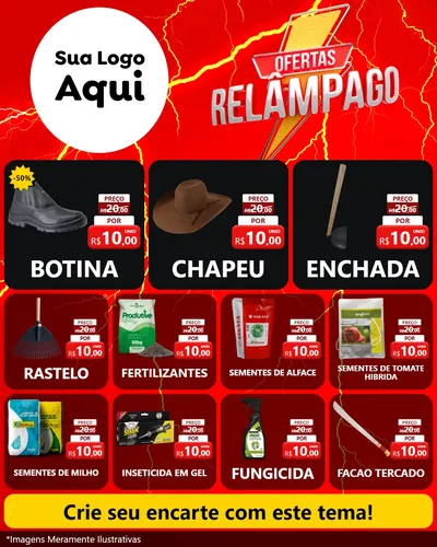 Modelo de Rede Social para Feed Instagram com o tema Ofertas Relâmpago para Agropecuária