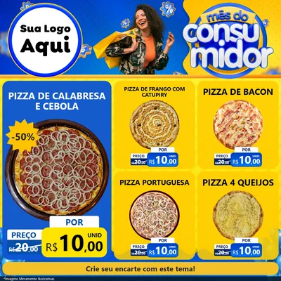 Modelo de Rede Social para Feed Facebook com o tema Mês do Consumidor para Pizzaria