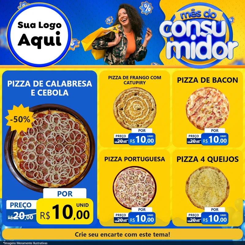 Modelo de Rede Social para Feed Facebook com o tema Mês do Consumidor para Pizzaria