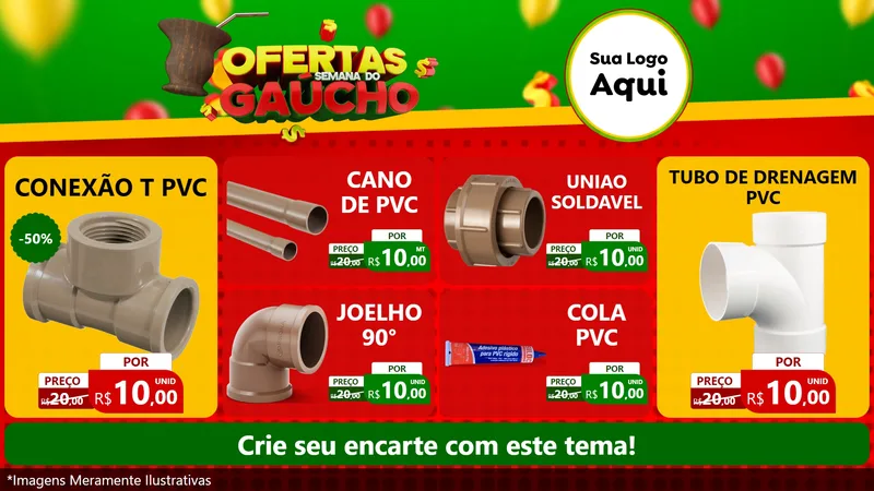 Modelo de TV para TV Horizontal com o tema Ofertas Semana Do Gaúcho para Tubos e conexões