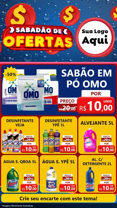 Modelo de Rede Social para Stories com o tema Sabadão de Ofertas para Produtos de Limpeza