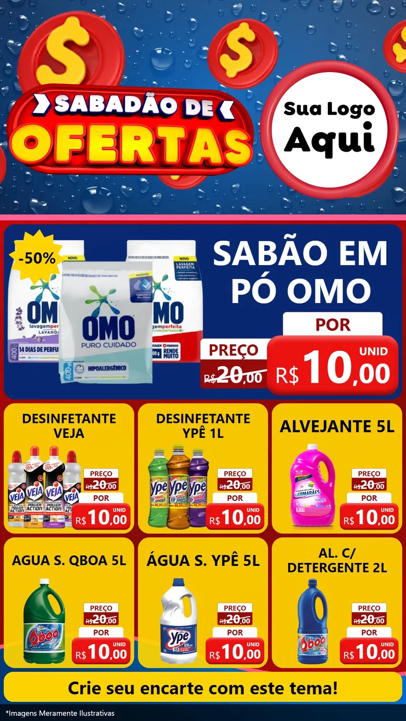 Modelo de Rede Social para Stories com o tema Sabadão de Ofertas para Produtos de Limpeza