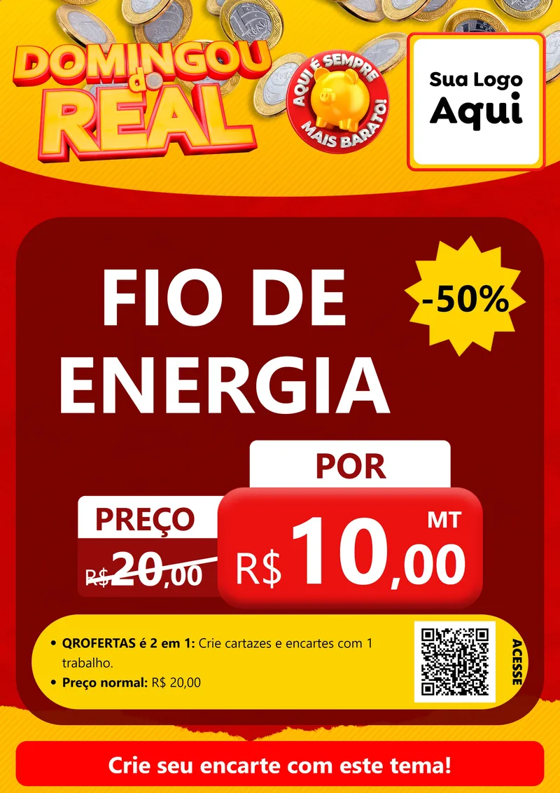 Modelo de Cartaz para Cartaz A4 Vertical com o tema Domingou do Real para Materiais Elétricos