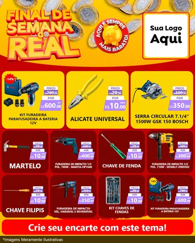 Modelo de Rede Social para Feed Instagram com o tema Final de Semana do Real para Maquinas e Ferramentas